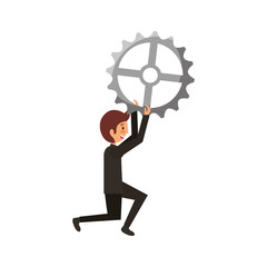businessman with gear avatar character icon vector illustration design