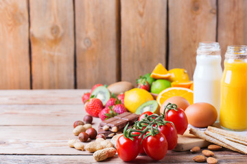 Selection of allergy food, healthy life concept