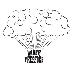 Steam rising from the inscrption under pressure, pop art illustration