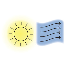 Sun and wind symbols with feathered color backrounds