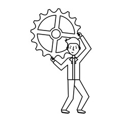 businessman with gear avatar character icon vector illustration design