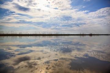 Beautiful spring landscape in the Volga Delta. Astrakhan Region. Russia.