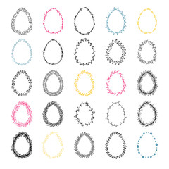Set of 25 handdrawn doodle eggs.