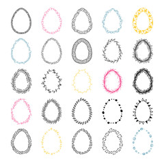 Set of 25 handdrawn doodle eggs.