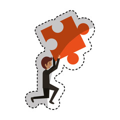 businessman with puzzle piece avatar character icon vector illustration design
