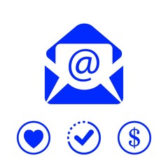 Open envelope mail icon, vector illustration. Flat design style
