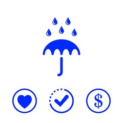 Umbrella vector icon. Rain protection symbol. Flat design style