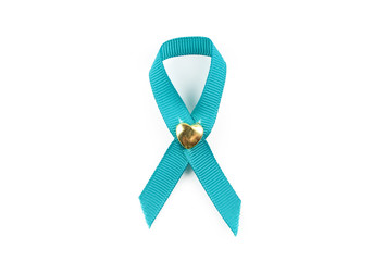Green ribbons on white background