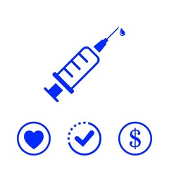 Injection syringe flat icon vector for medical apps and websites