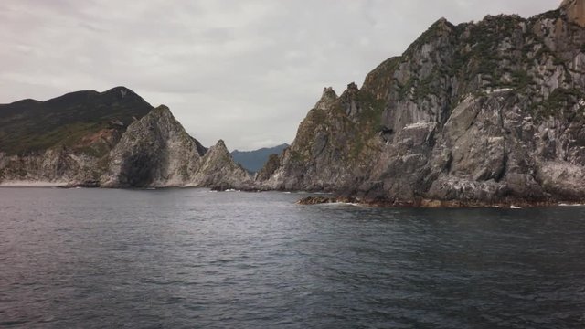 South-eastern coast of Kamchatka peninsula in southwestern part of Avacha Gulf of Pacific ocean stock footage video