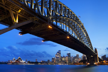 Harbour Bridge and Sydney skyline, Australia at night