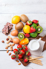 Selection of allergy food, healthy life concept