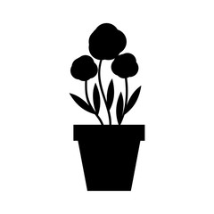 cute garden flower in pot vector illustration design