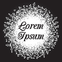 Abstract round black background with music note. vector illustration