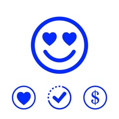 smile with hearts of love icon stock vector illustration flat design