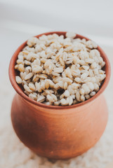 Barley porridge in a clay bowl