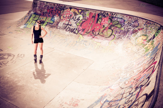 Young Woman With Inline Skates