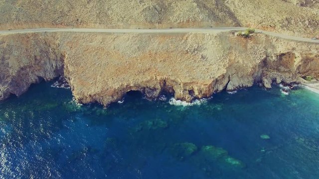 beautiful crete landscape with amazing beaches (aerial view) 