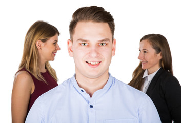 Man choosing between two beautiful woman