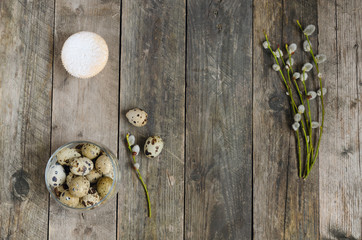 Glass jar with quail eggs