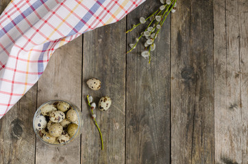 Glass jar with quail eggs