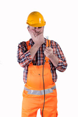 Elektriker, Handwerker mit Kabel in der Hand