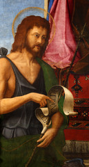 Girolamo da Santa Croce: Saint John the Baptist, Altarpiece in Church of the Assumption of the...