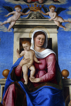 Girolamo da Santa Croce: Madonna and Child on the throne, Altarpiece in Church of the Assumption of the Blessed Virgin Mary in Vis, Croatia 