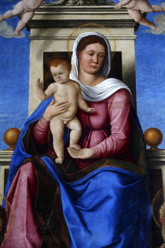 Girolamo da Santa Croce: Madonna and Child on the throne, Altarpiece in Church of the Assumption of the Blessed Virgin Mary in Vis, Croatia 