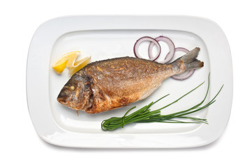 dish of fried fish with onions