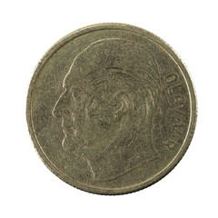 1 norwegian krone coin (1968) reverse isolated on white background