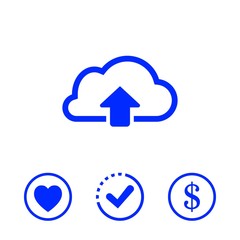 cloud upload icon stock vector illustration flat design