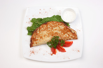 dish of pancakes with vegetables
