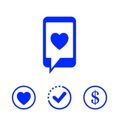 phone with hearts on the screen icon stock vector illustration flat design