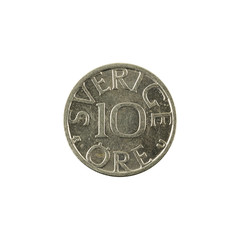 10 swedish oere coin (1983) obverse isolated on white background