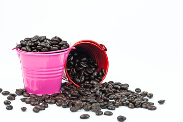 Fototapeta na wymiar coffee beans in zinc bucket