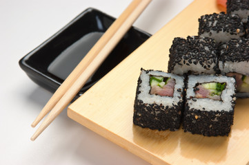 Traditional Asian food sushi