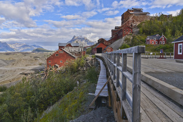 View of the main road through Kennicott Mine and the mill building