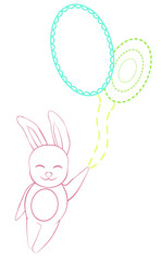 Vector rabbit flying on eggs
