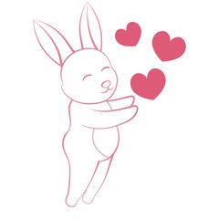 Vector rabbit with hearts