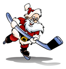 santa hockey on isolated white