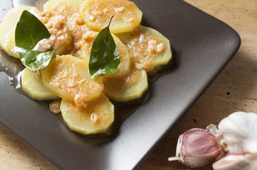 potato stew with with laurel and garlic