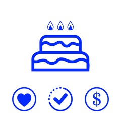 cake with candles icon stock vector illustration flat design