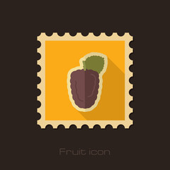 Blackberry bramble flat stamp. Berry fruit vector