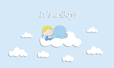 it's a boy  con niño y nubes.