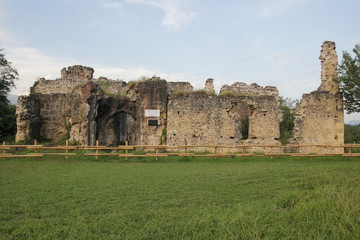 Fototapeta na wymiar Old ruined castle building in Abkhazia, 