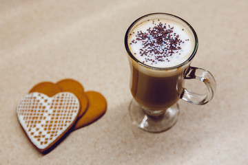 Breakfast in the kitchen. Coffee and  gingerbread.