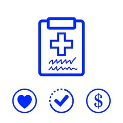 Obraz premium Doctor with clipboard. clipboard with checklist. Medical report icon stock vector illustration flat design