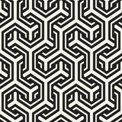 Vector Seamless Interlacing Lines Pattern. Repeating Geometric Background With Hexagonal Lattice.