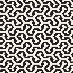 Vector Seamless Interlacing Lines Pattern. Repeating Geometric Background With Hexagonal Lattice.